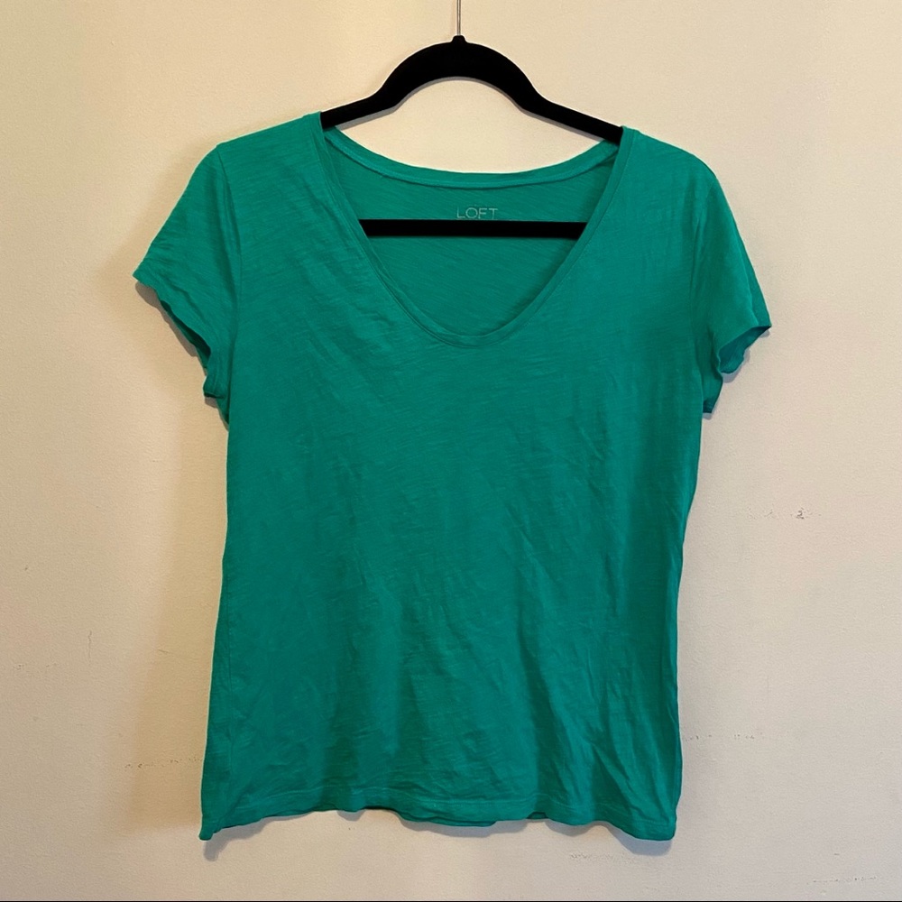 LOFT Scoop Neck Tee Medium Green